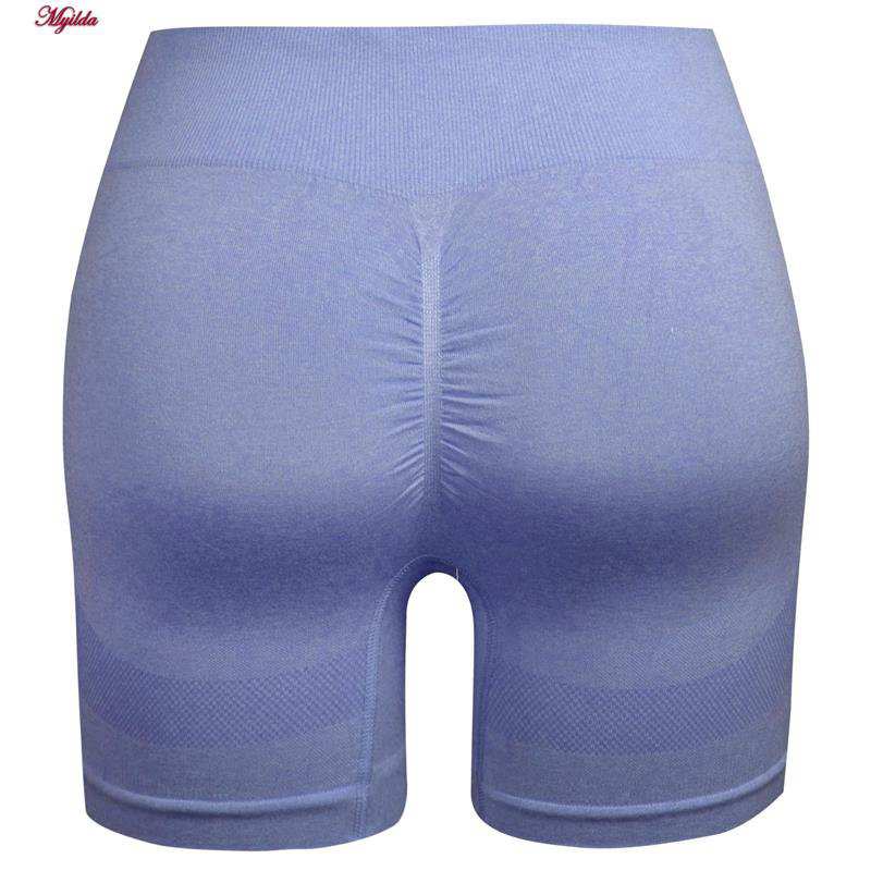 ست نیم تنه و شلوارک ورزشی زنانه ماییلدا مدل سیملس پشت چین دار پددار کد 5172 رنگ آبی