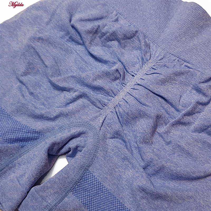 ست نیم تنه و شلوارک ورزشی زنانه ماییلدا مدل سیملس پشت چین دار پددار کد 5172 رنگ آبی