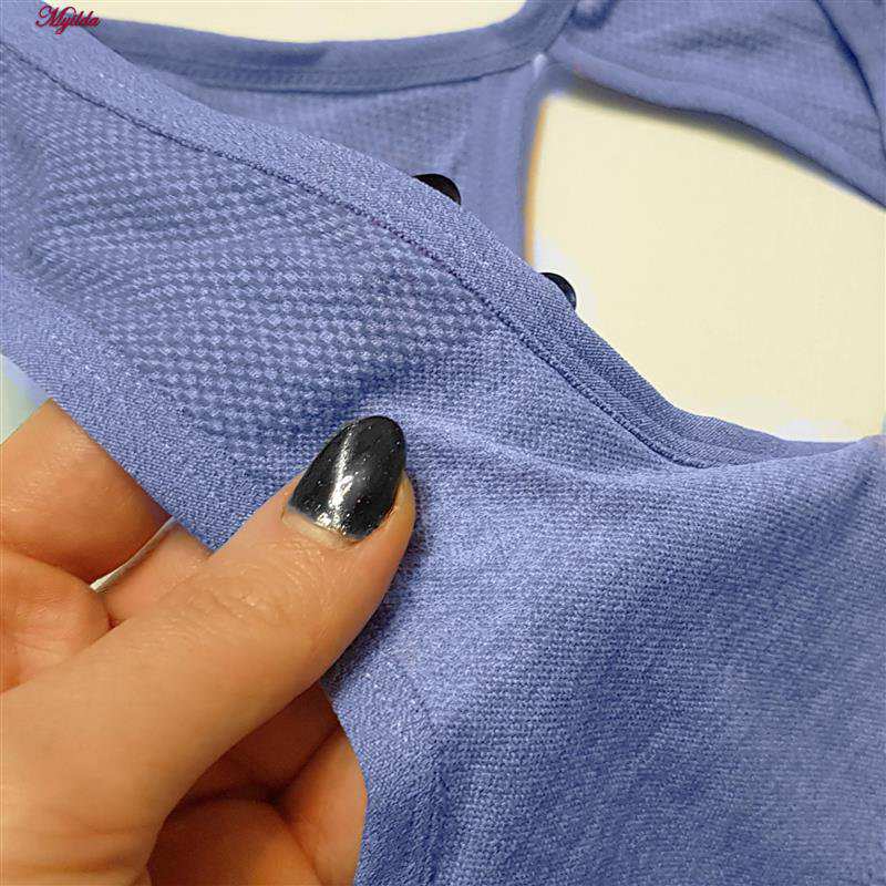 ست نیم تنه و شلوارک ورزشی زنانه ماییلدا مدل سیملس پشت چین دار پددار کد 5172 رنگ آبی