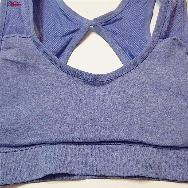 ست نیم تنه و شلوارک ورزشی زنانه ماییلدا مدل سیملس پشت چین دار پددار کد 5172 رنگ آبی