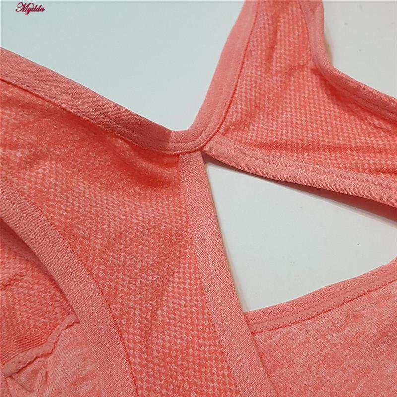 ست نیم تنه و شلوارک ورزشی زنانه ماییلدا مدل سیملس پشت چین دار پددار کد 5172 رنگ گلبهی