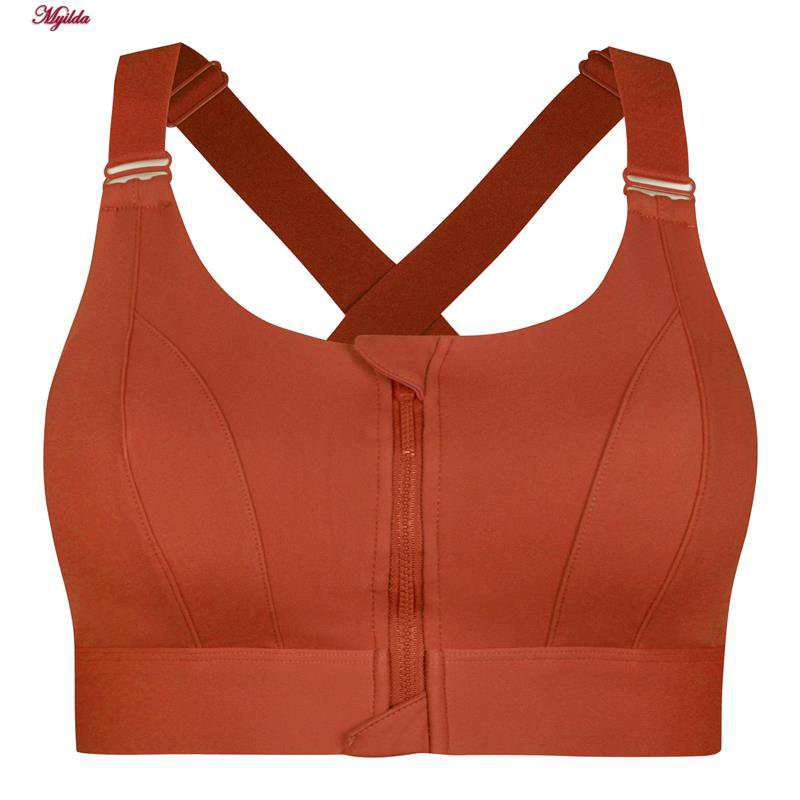 نیم تنه ورزشی زنانه ملییلدا مدل جلو زیپدار پد ثابت کد 5018 رنگ نارنجی ماییلدا