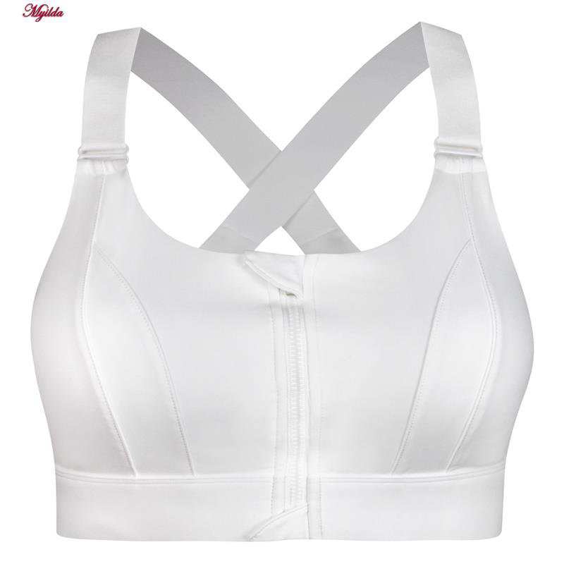 نیم تنه ورزشی زنانه ماییلدا مدل جلو زیپدار پد ثابت کد 5018 رنگ سفید