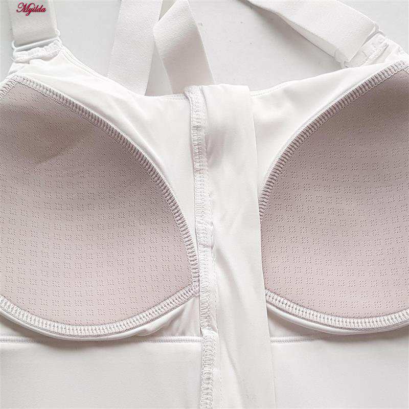 نیم تنه ورزشی زنانه ماییلدا مدل جلو زیپدار پد ثابت کد 5018 رنگ سفید