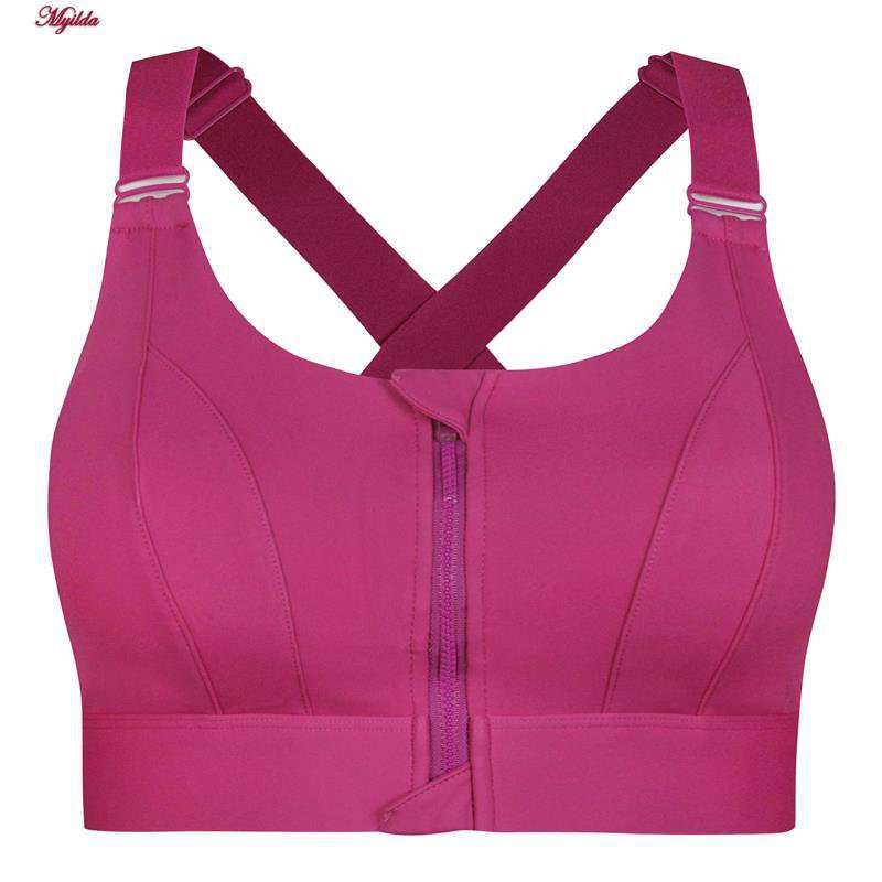 نیم تنه ورزشی زنانه ماییلدا مدل جلو زیپدار پد ثابت کد 5018 رنگ سرخابی