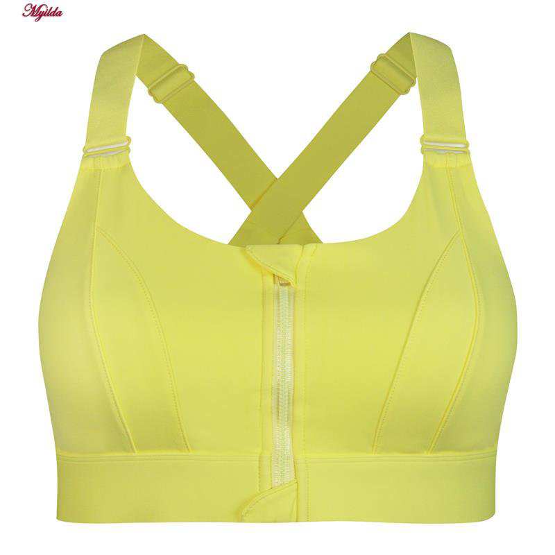 نیم تنه ورزشی زنانه ماییلدا مدل جلو زیپدار پد ثابت کد 5018 رنگ زرد