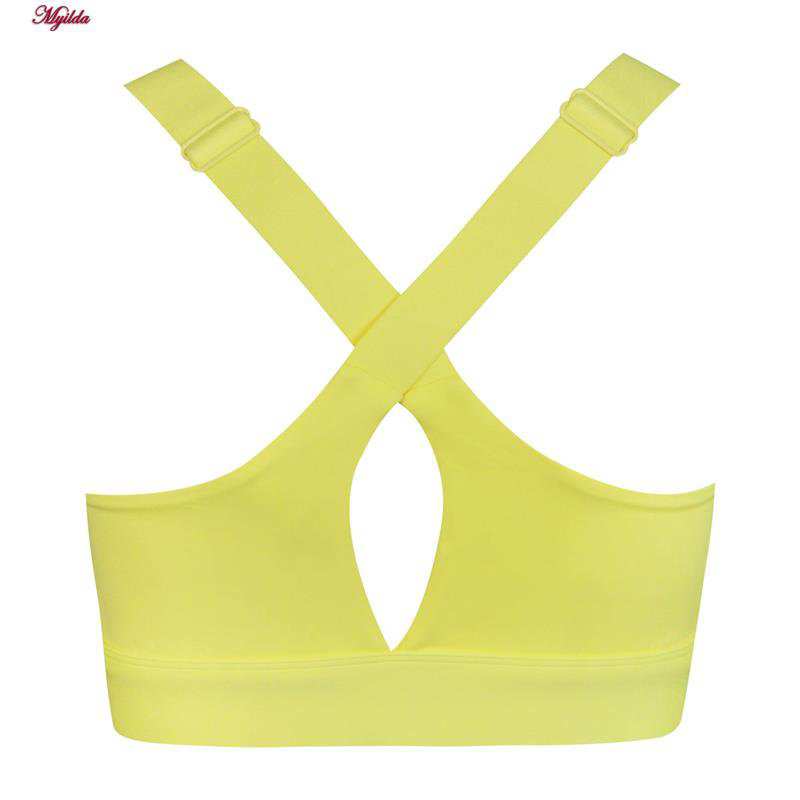 نیم تنه ورزشی زنانه ماییلدا مدل جلو زیپدار پد ثابت کد 5018 رنگ زرد
