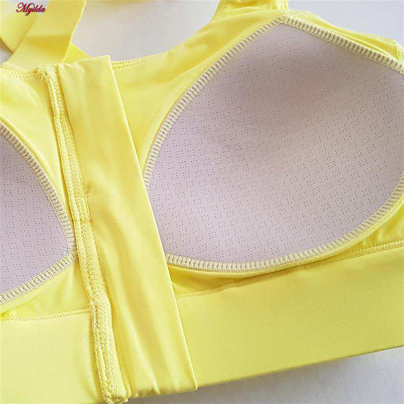 نیم تنه ورزشی زنانه ماییلدا مدل جلو زیپدار پد ثابت کد 5018 رنگ زرد