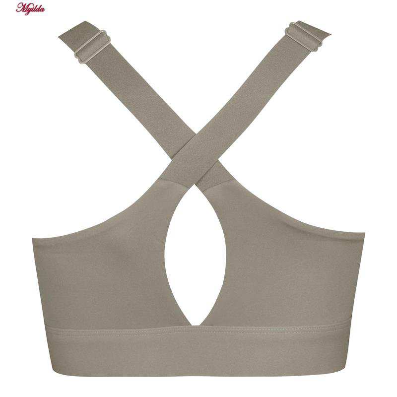 نیم تنه ورزشی زنانه ماییلدا مدل جلو زیپدار پد ثابت کد 5018 رنگ خاکی