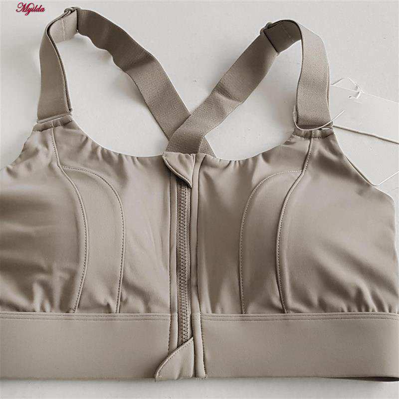 نیم تنه ورزشی زنانه ماییلدا مدل جلو زیپدار پد ثابت کد 5018 رنگ خاکی