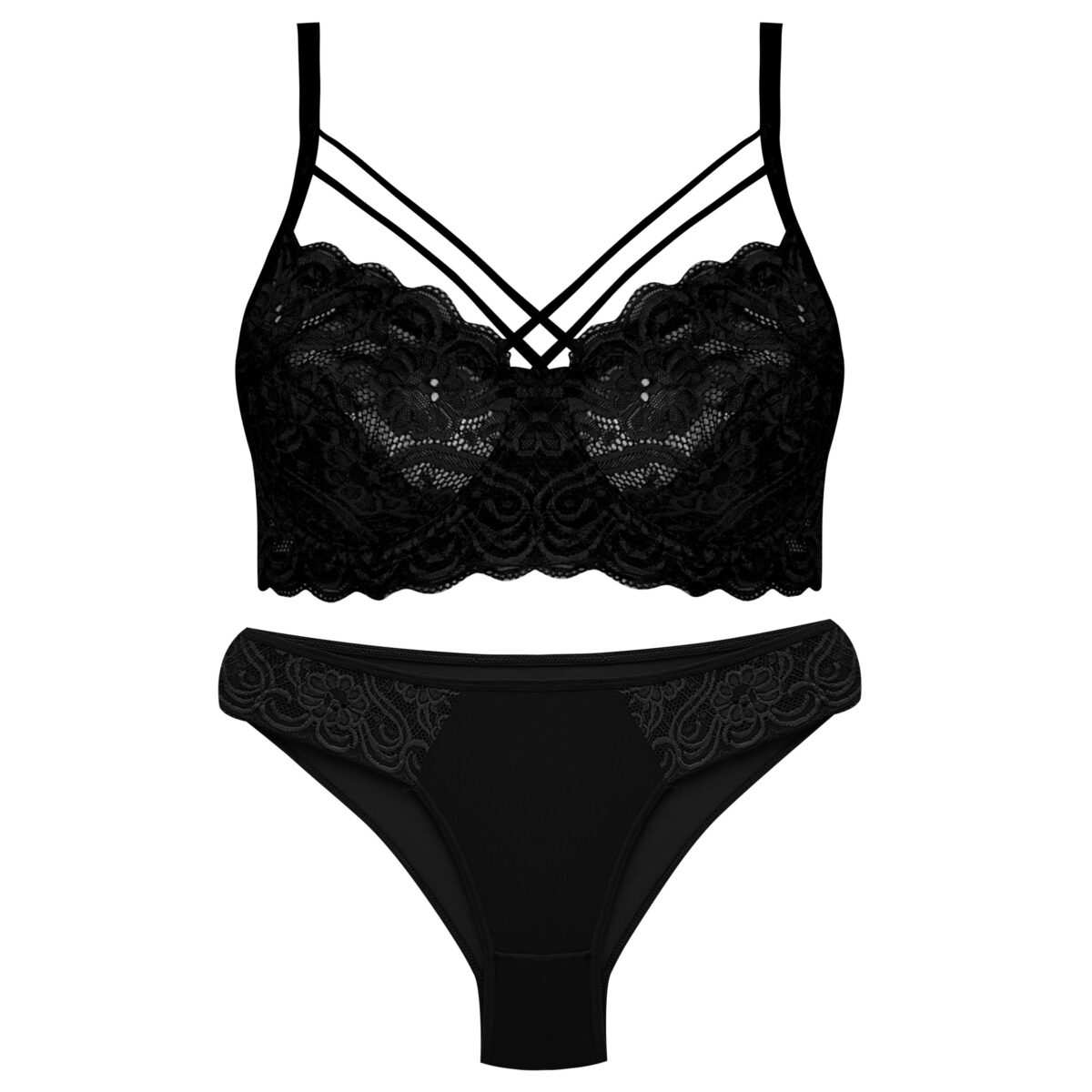 ست شورت و سوتین زنانه ماییلدا مدل فنردار هارنس کد 5165 رنگ مشکی