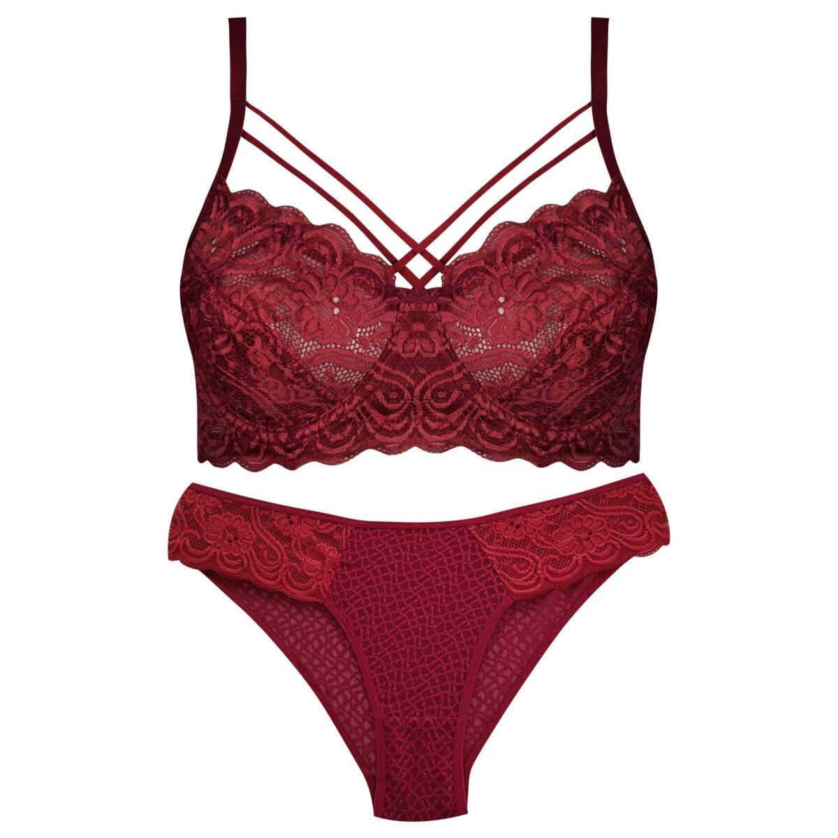 ست شورت و سوتین زنانه ماییلدا مدل فنردار هارنس کد 5165 رنگ زرشکی