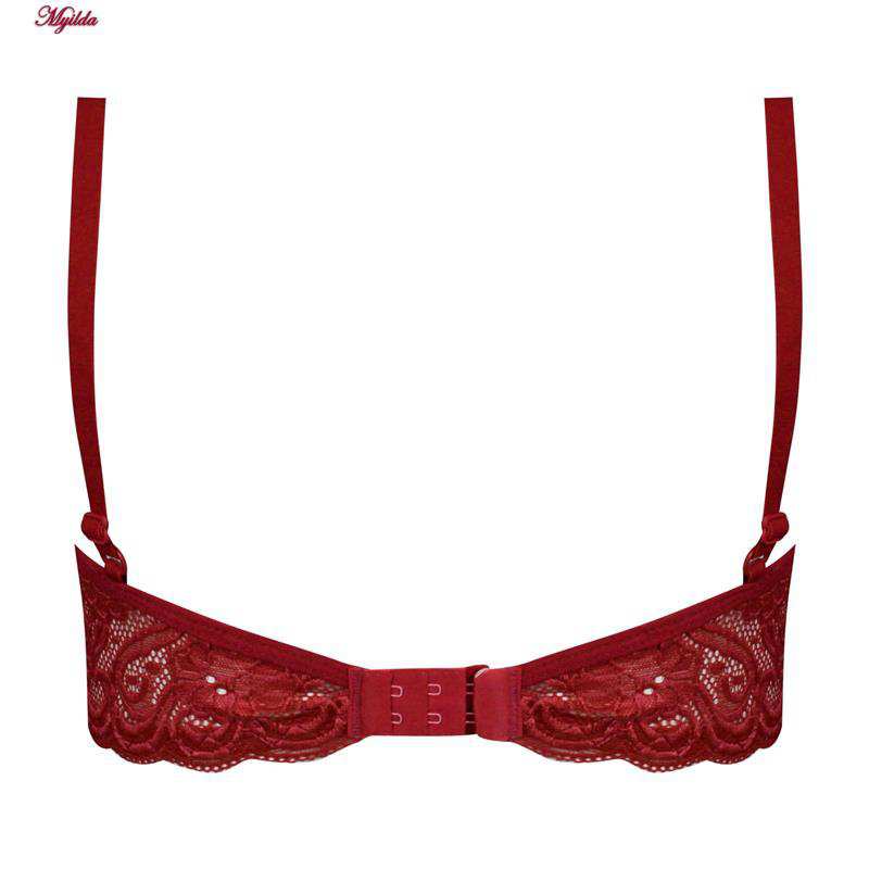 ست شورت و سوتین زنانه ماییلدا مدل فنردار هارنس کد 5165 رنگ زرشکی