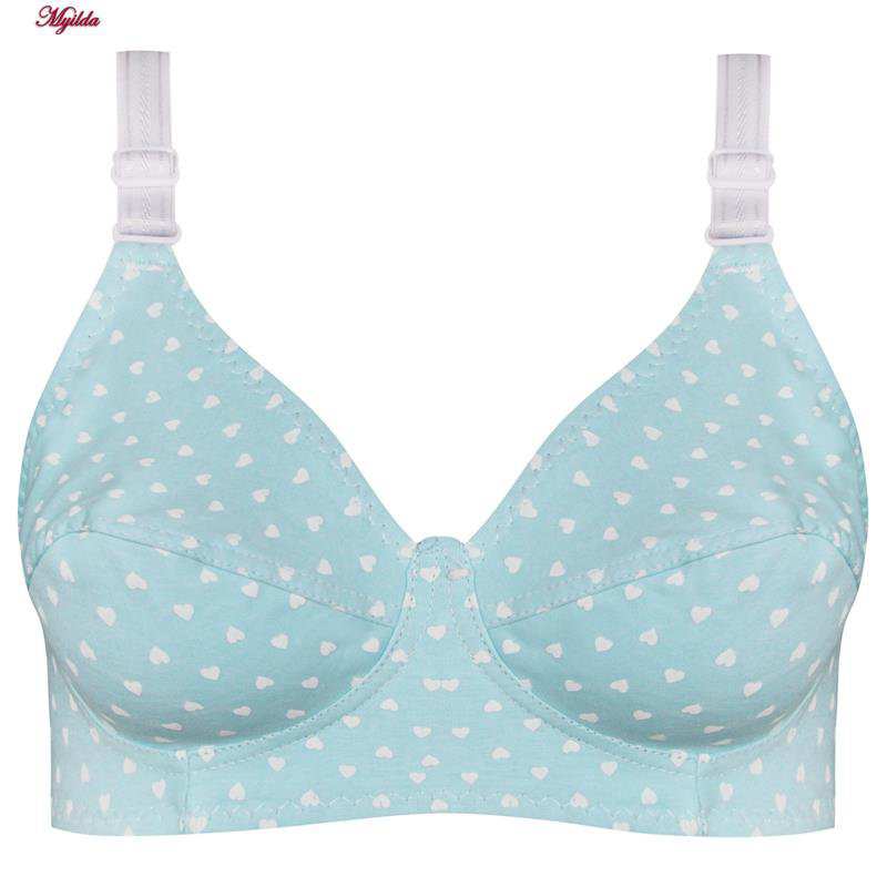 سوتین زنانه ماییلدا مدل بدون فنر قلبی کد 5039 رنگ آبی روشن