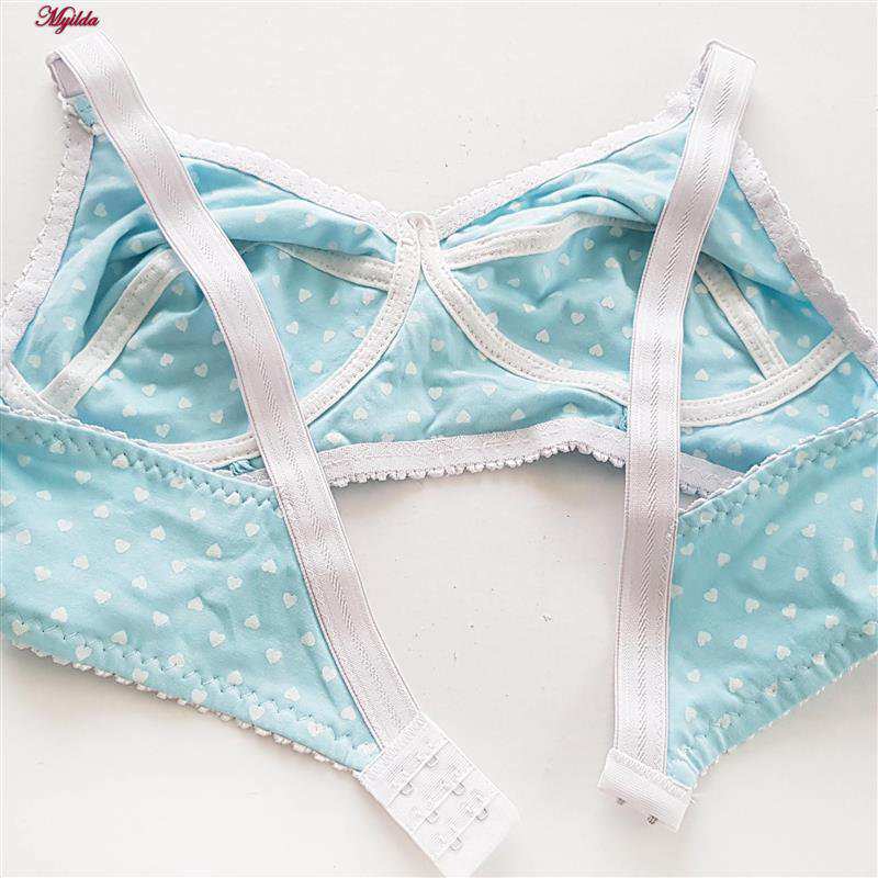 سوتین زنانه ماییلدا مدل بدون فنر قلبی کد 5039 رنگ آبی روشن