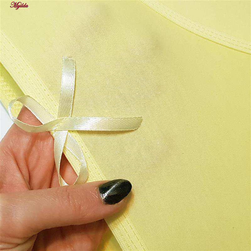 شورت زنانه ماییلدا مدل نخ پنبه پاپیون کد 5163 رنگ زرد