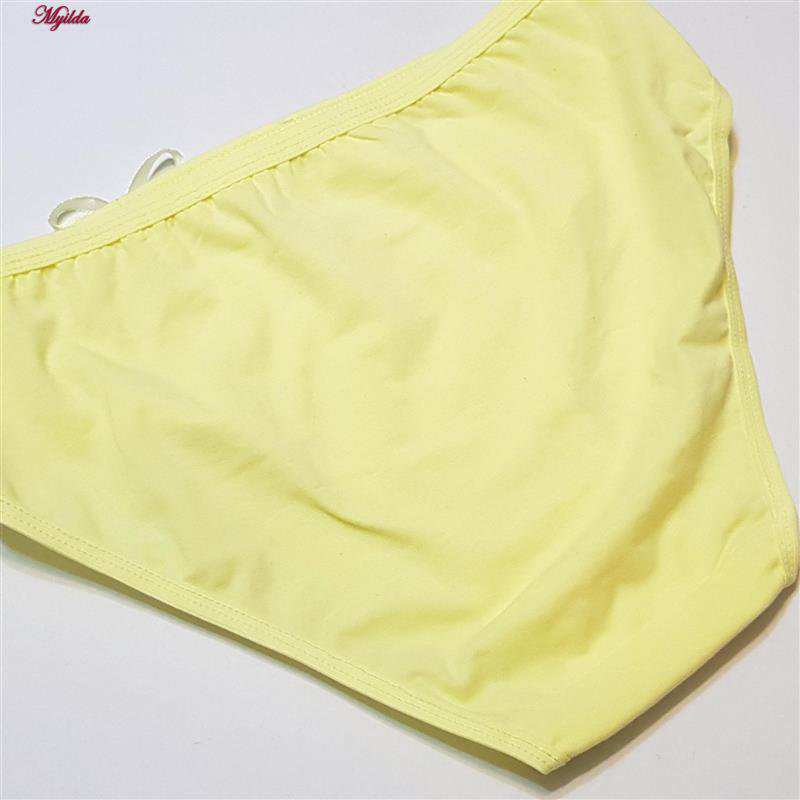 شورت زنانه ماییلدا مدل نخ پنبه پاپیون کد 5163 رنگ زرد