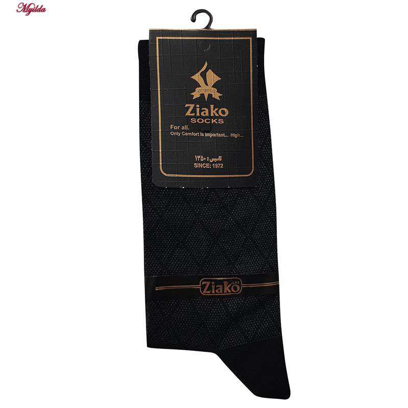 جوراب ساق بلند مردانه مدل پنبه ای لوزی مشکی ضیاکو کد 5198-337 ماییلدا