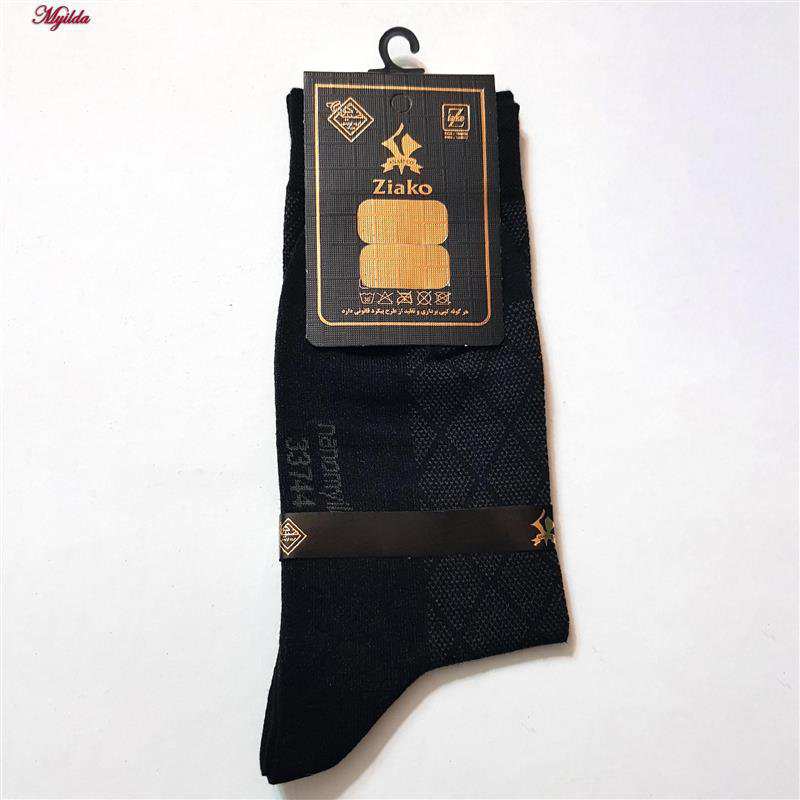 جوراب ساق بلند مردانه مدل پنبه ای لوزی مشکی ضیاکو کد 5198-337 ماییلدا