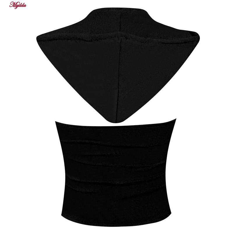 تاپ کلاه دار زنانه کراپ رنگ مشکی ماییلدا مدل 5260-259