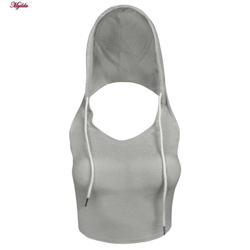 تاپ کلاه دار زنانه کراپ رنگ طوسی ماییلدا مدل 5260-259