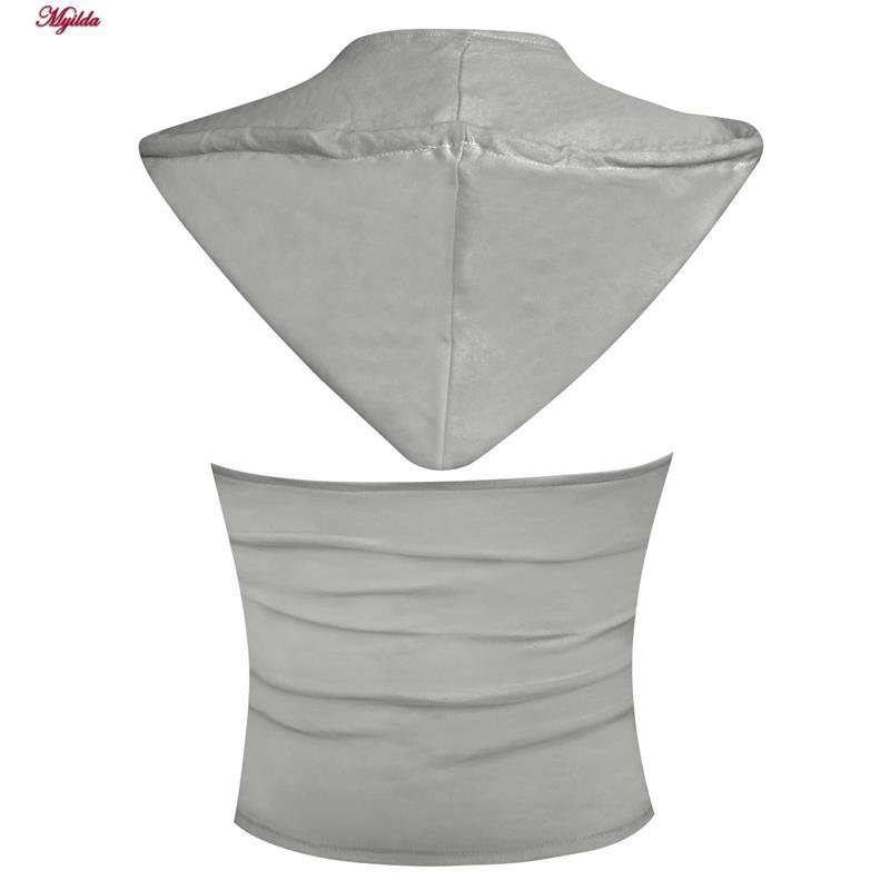 تاپ کلاه دار زنانه کراپ رنگ طوسی ماییلدا مدل 5260-259