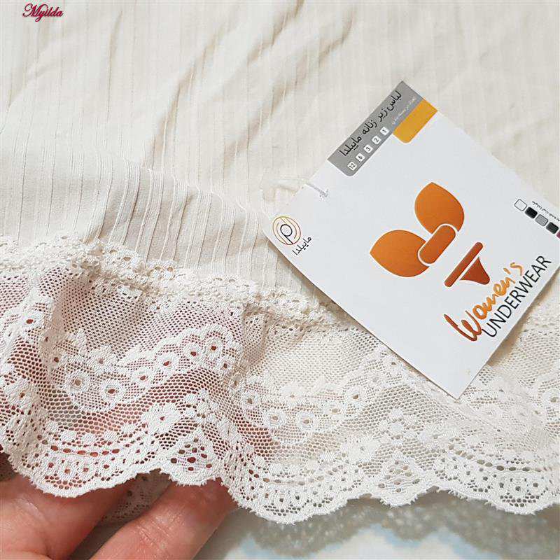 شورت زنانه پادار مدل لبه گیپوری رنگ کرم ماییلدا کد 5251-A402