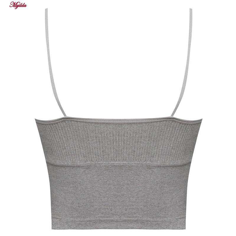 تاپ زنانه کراپ مدل پد متحرک رنگ طوسی ماییلدا کد 5250-175