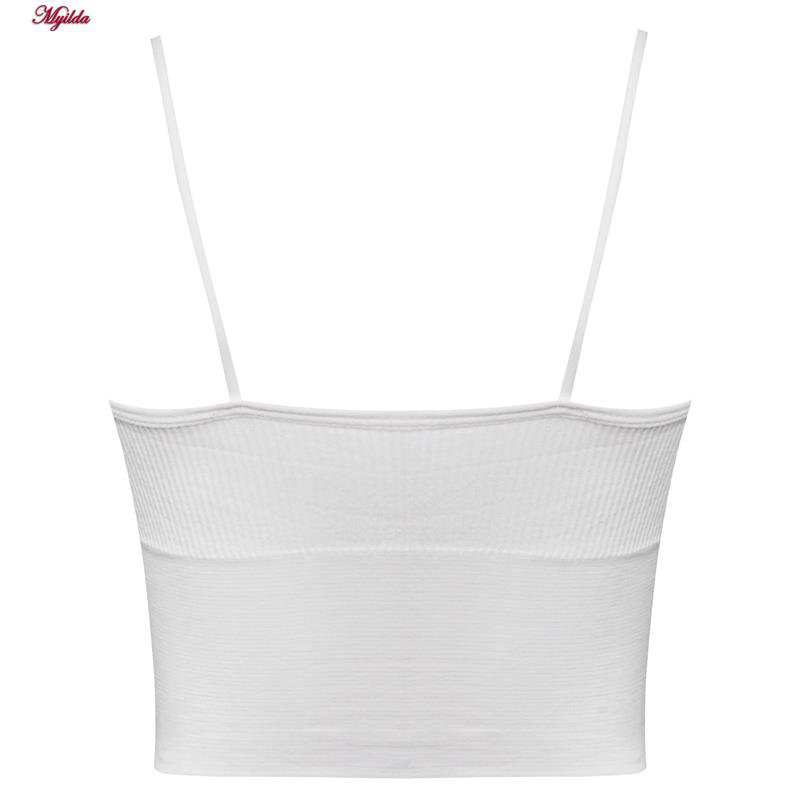 تاپ زنانه کراپ مدل پد متحرک رنگ سفید ماییلدا کد 5250-175