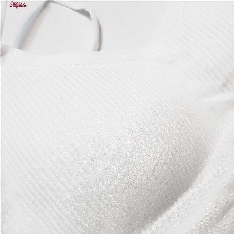 تاپ زنانه کراپ مدل پد متحرک رنگ سفید ماییلدا کد 5250-175