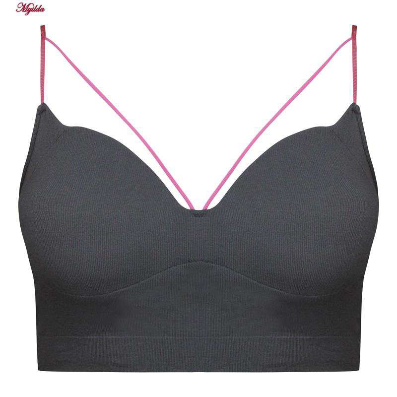 نیم تنه ورزشی زنانه مدل پد ثابت رنگ خاکستری تیره ماییلدا کد 5252-2105