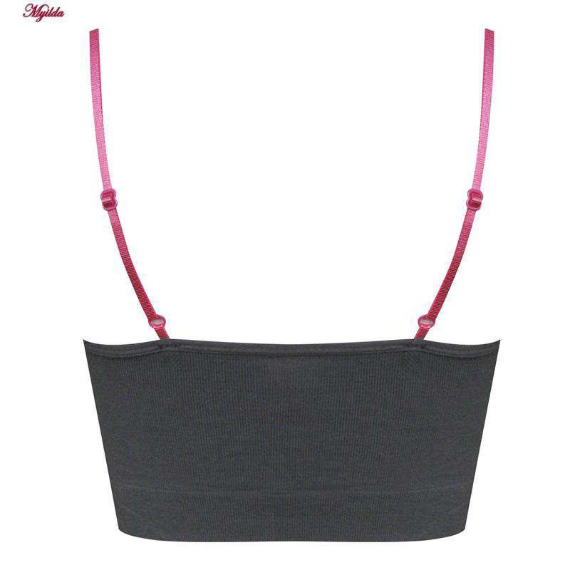 نیم تنه ورزشی زنانه مدل پد ثابت رنگ خاکستری تیره ماییلدا کد 5252-2105