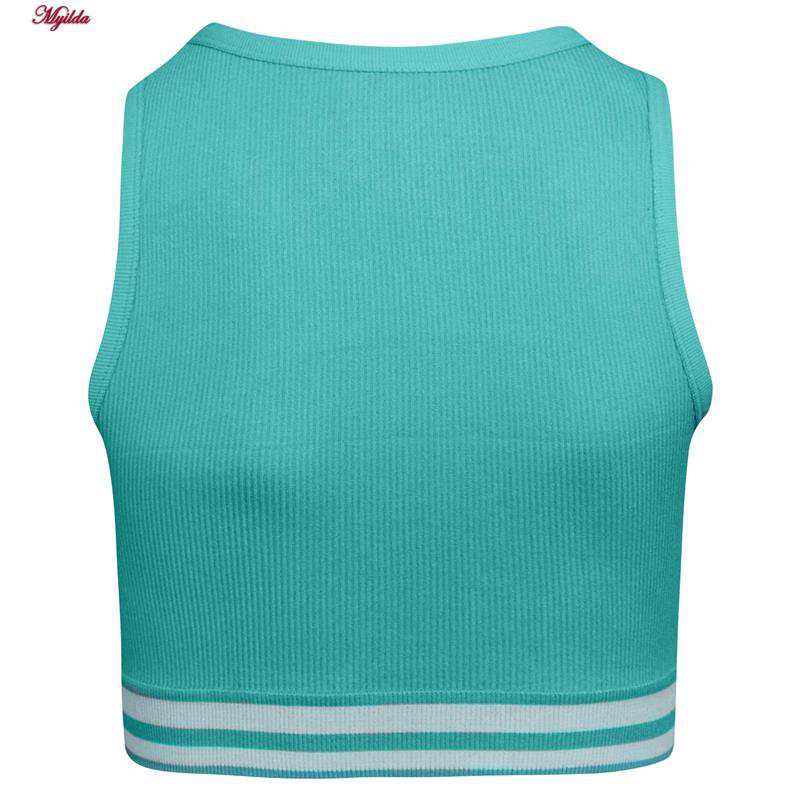 ست نیم تنه و شلوارک ورزشی زنانه مدل زیپ دار پشت چین دار رنگ سبزآبی ماییلدا کد 5243-8319