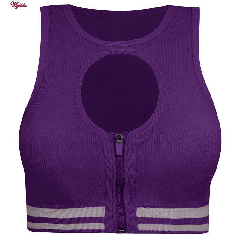 ست نیم تنه و شلوارک ورزشی زنانه مدل زیپ دار پشت چین دار رنگ بنفش ماییلدا کد 5243-8319