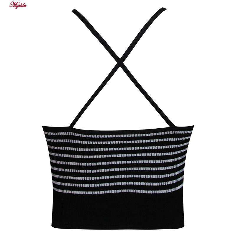 تاپ زنانه کراپ مدل بند ضربدری رنگ مشکی ماییلدا کد 5242-6511