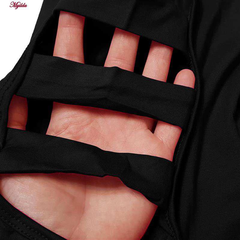 ست تی شرت آستین بلند و شلوارک ورزشی زنانه مدل ریلی رنگ مشکی کد 5226-696p ماییلدا
