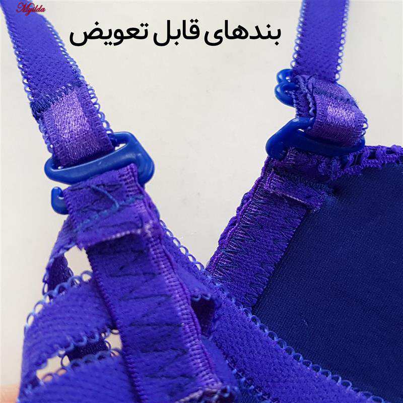 سوتین زنانه مدل پوش آپ فنردار کاپ اسفنجی بند متحرک رنگ آبی کاربنی لنا ژنکن کد 5238 ماییلدا