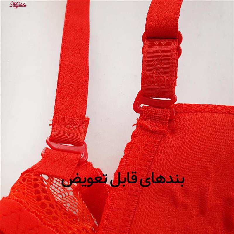 سوتین زنانه مدل پوش آپ فنردار کاپ اسفنجی بند متحرک رنگ قرمز پانیذ کد 4851 ماییلدا