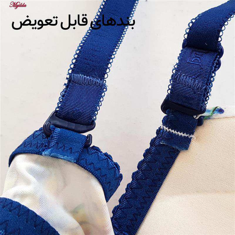 ست شورت و سوتین زنانه مدل پوش آپ فنردار کاپ اسفنجی بند متحرک رنگ سرمه ای لنا ژنکن کد 4689-13 ماییلدا
