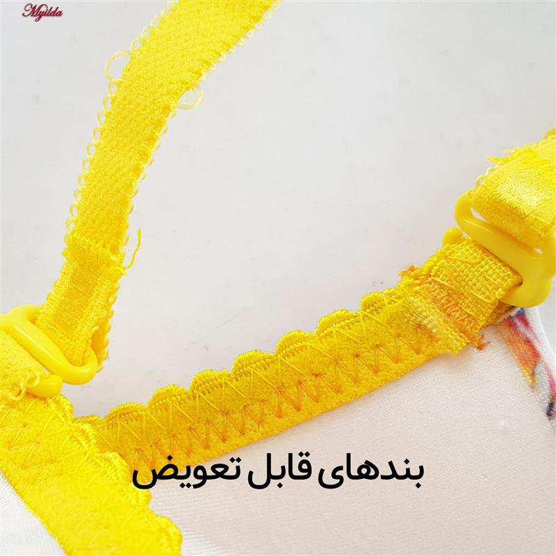 ست شورت و سوتین زنانه مدل پوش آپ فنردار کاپ اسفنجی بند متحرک رنگ زرد لنا ژنکن کد 4689-12 ماییلدا