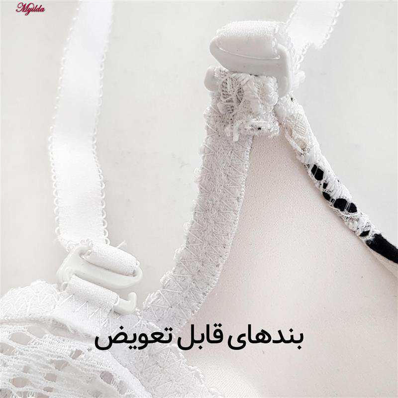 ست شورت و سوتین زنانه مدل پوش آپ فنردار کاپ اسفنجی بند متحرک رنگ سفید پانیذ کد 4689-11 ماییلدا