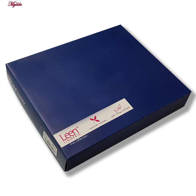 ست تی شرت آستین بلند و شلوار مردانه مدل نخ پنبه رنگ سرمه ای لین کد 5197-499 ماییلدا