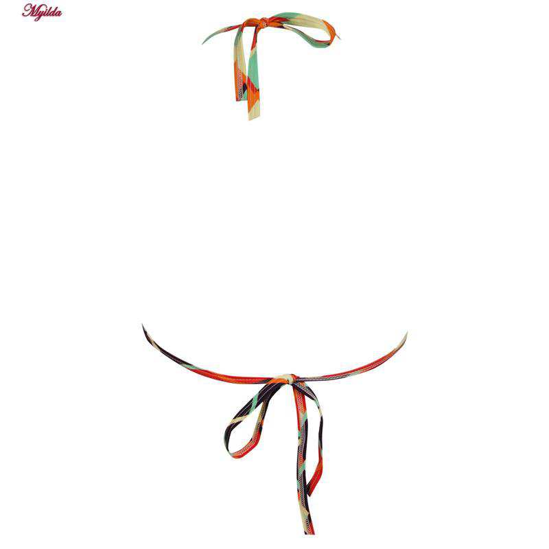 مایو دو تکه زنانه مدل پددار لوزی رنگ نارنجی ماریلین کد 3686-7100 ماییلدا