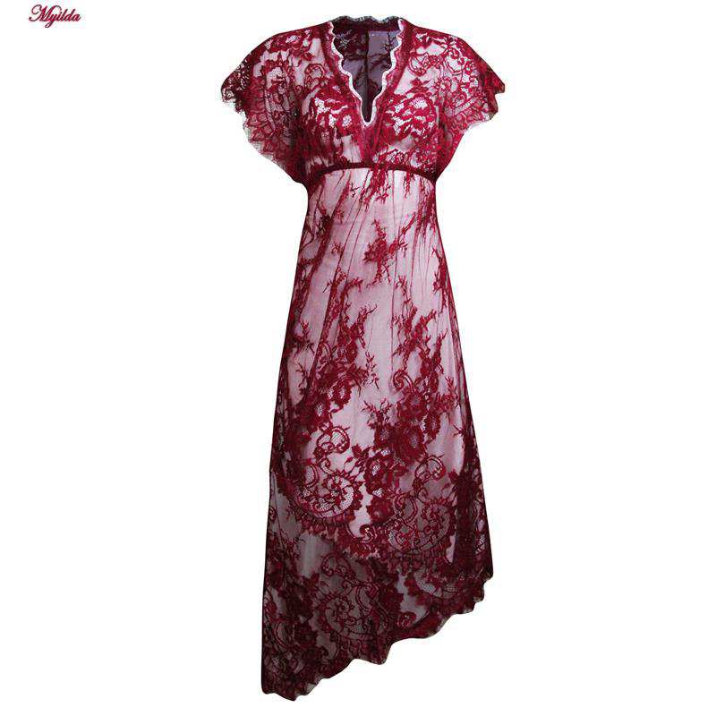 لباس خواب زنانه رنگ زرشکی مدل 5245-1908 ماییلدا