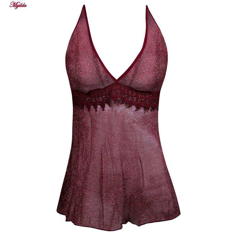 لباس خواب زنانه رنگ زرشکی مدل 5244-2097 ماییلدا