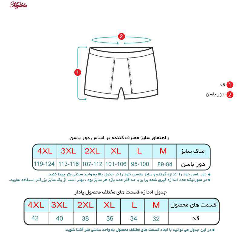 شورت پادار مردانه ماییلدا مدل 4702-4 بسته دو عددی