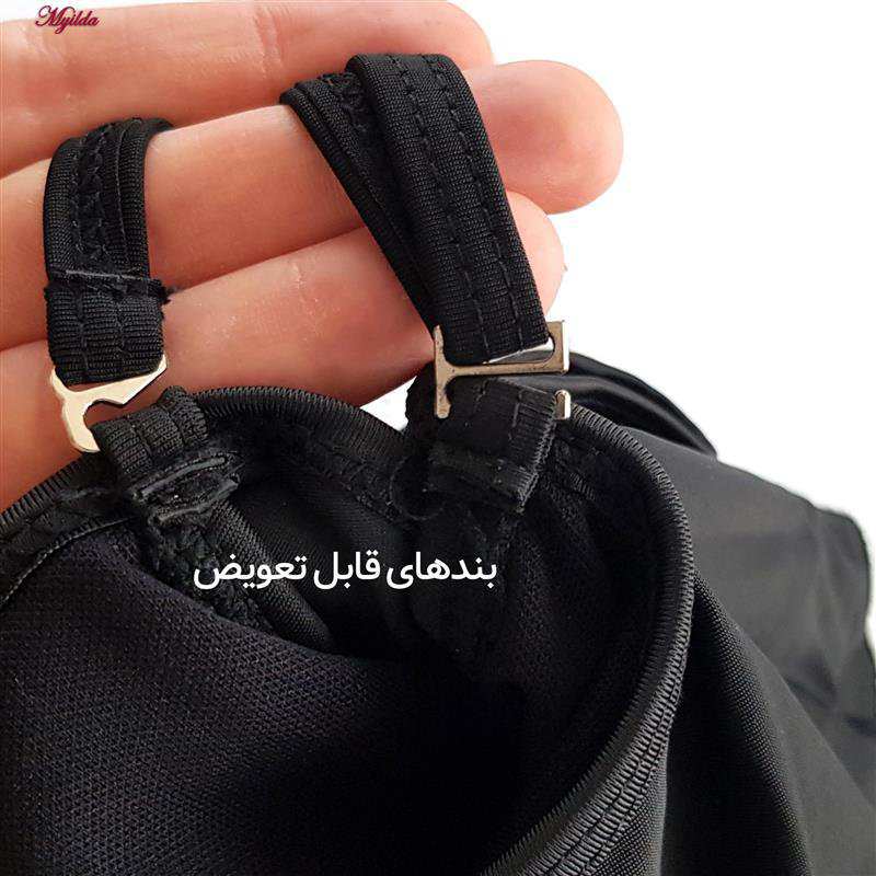 مایو زنانه مدل یقه دلبری گیپوری رنگ مشکی شین کد 5290-2011 ماییلدا