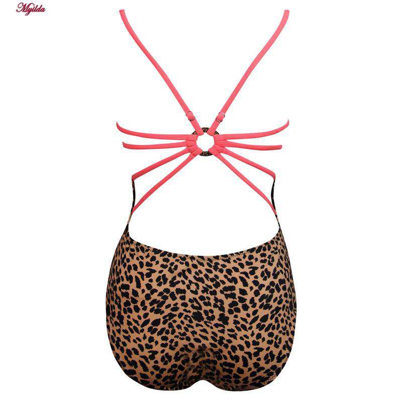 مایو زنانه رنگ قهوه ای مدل پشت بندی پلنگی پددار فیتن فرخ زادی کد 5289-217-2 ماییلدا