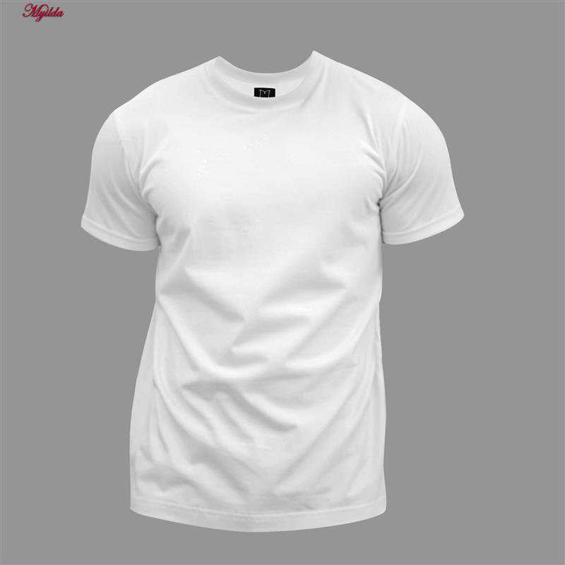 تی شرت آستین کوتاه مردانه مدل یقه گرد ساده رنگ سفید ماییلدا