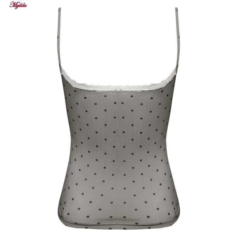 کراپتاپ زنانه مدل پددار خال خالی رنگ طوسی ماییلدا کد 5301-6853